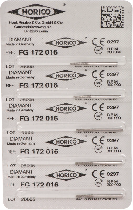 Diamantschleifer 172  Packung  5 Stück FG, Figur 172, 8 mm, ISO 016
