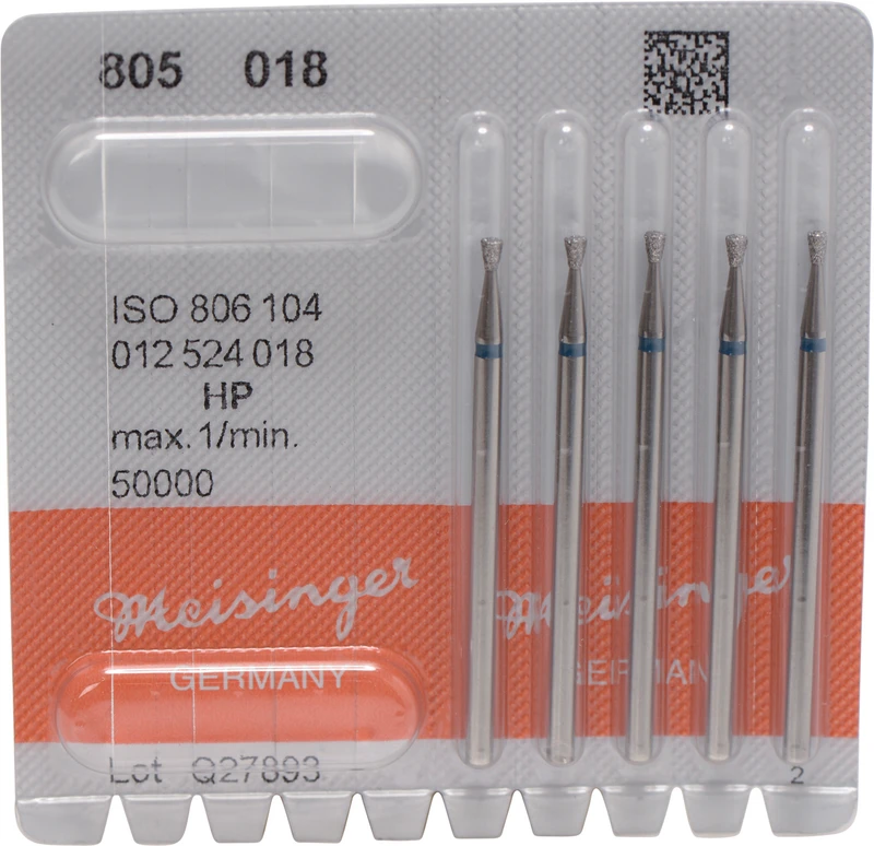 Diamanten 805  Packung  5 Stück blau mittel, HP, Figur 012 umgek. Kegel, Kante scharf, 2,3 mm, ISO 018