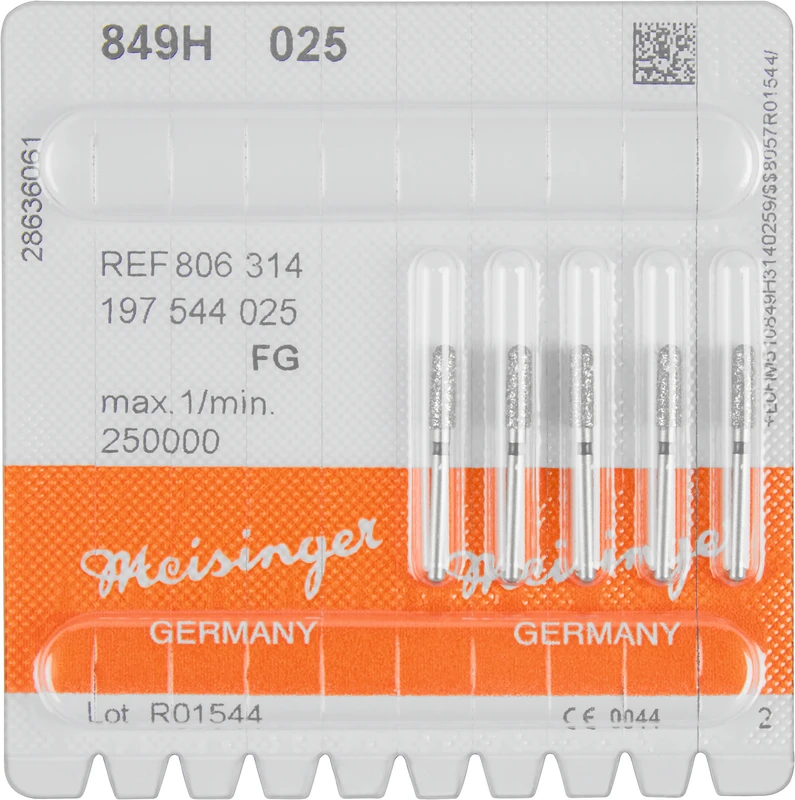 Diamanten 849  Packung  5 Stück schwarz super grob, FG, Figur 197 Konus rund, 7 mm, ISO 025