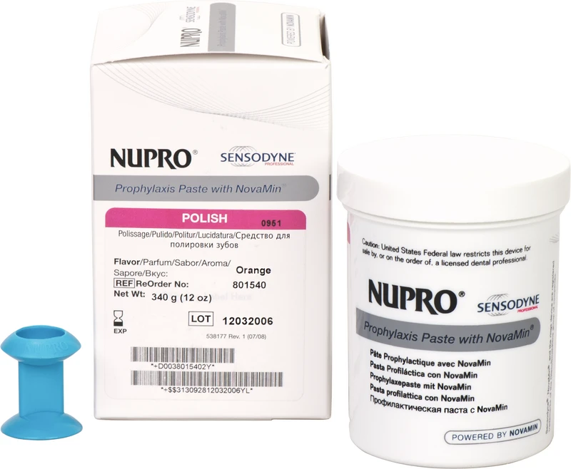 NUPRO® mit NovaMin®  Packung  340 g Polierpaste ohne Fluorid, Prophy Grip, Orange