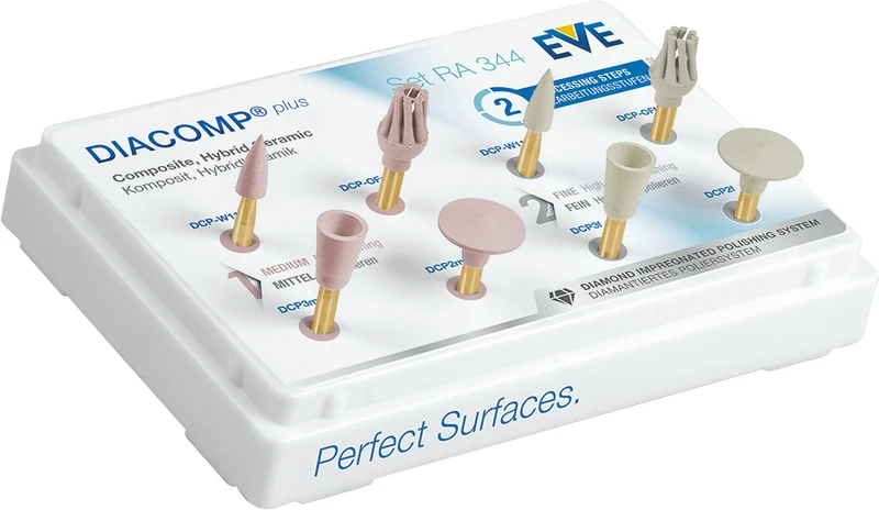 EVE DIACOMP® PLUS  Set  8 Stück (4 x rosa mittel, 4 x grau fein), RA