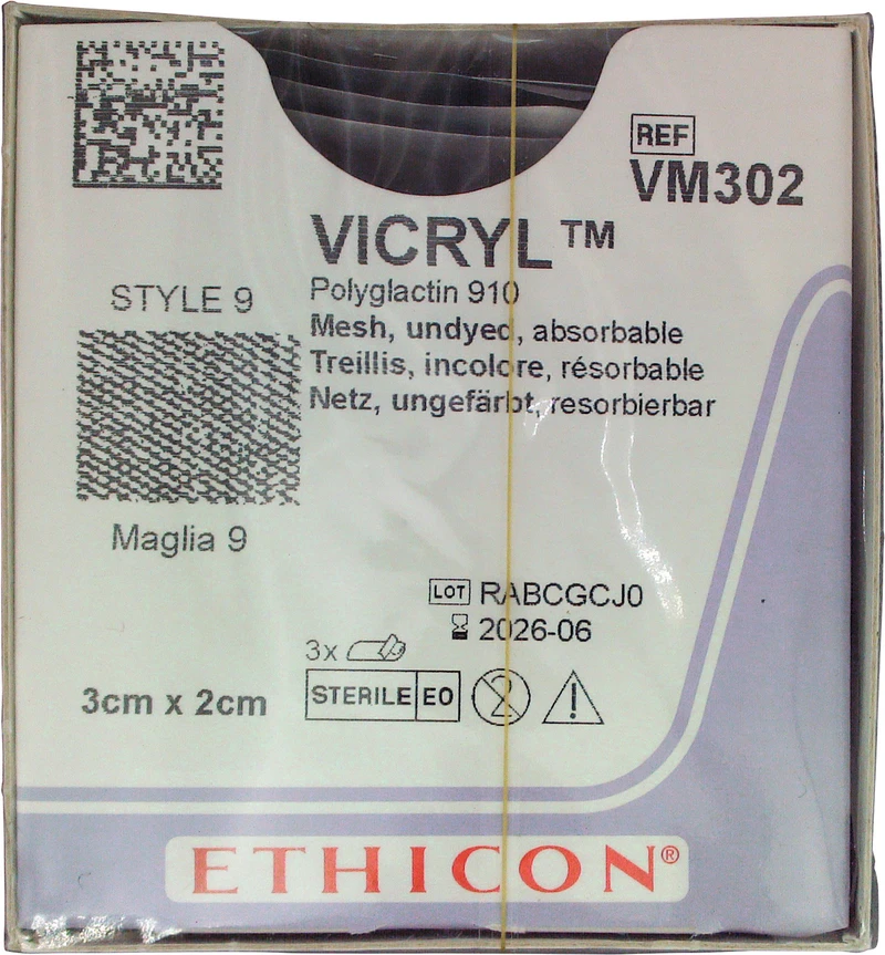 VICRYL Netz  Packung  3 Stück VM302, 3 X 2 cm