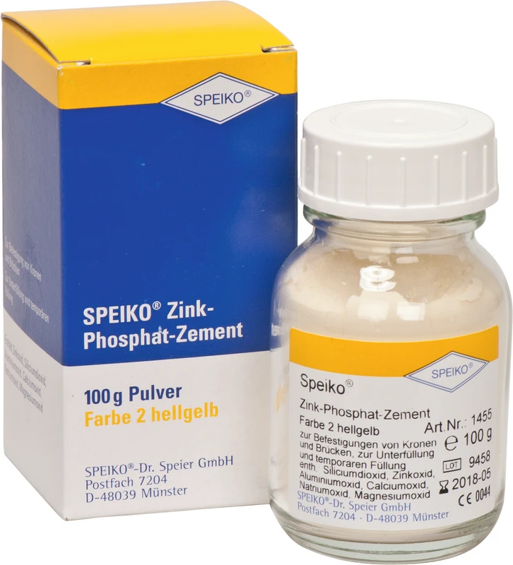 Zink-Phosphat-Zement  Flasche  100 g Pulver hellgelb