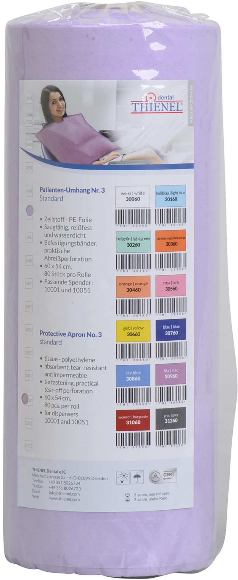 Patientenumhang Nr. 3  Rolle  80 Stück lila, 60 x 54 cm
