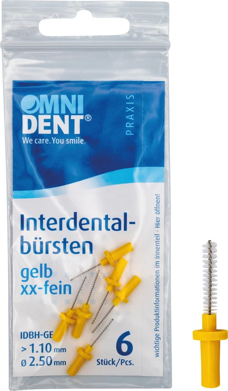 Interdentalbürsten für Halter  Beutel  6 Stück gelb, xx-fein