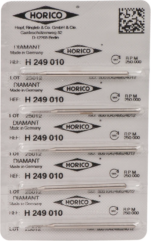 Diamantschleifer H 249  Packung  5 Stück HP, Figur 249, 8 mm, ISO 010