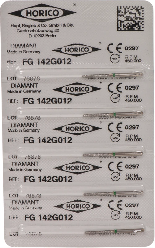 Diamantschleifer 142  Packung  5 Stück grün grob, FG, Figur 142, 10 mm, ISO 012