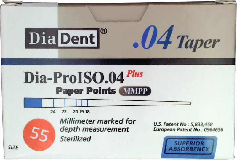 DiaDent® Dia-Pro Paper Points  Packung  100 Stück Taper.04, ISO 055