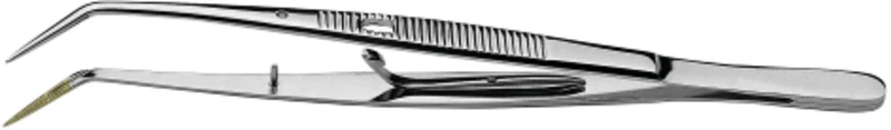 Pinzetten  Stück  15 cm, mit Schloss, mit Längs- und Querrille