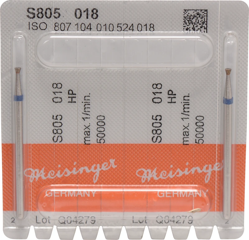 Sinterdiamanten S805  Packung  2 Stück blau mittel, HP, Figur 010 umgekehrter Kegel, 2,5 mm, ISO 018