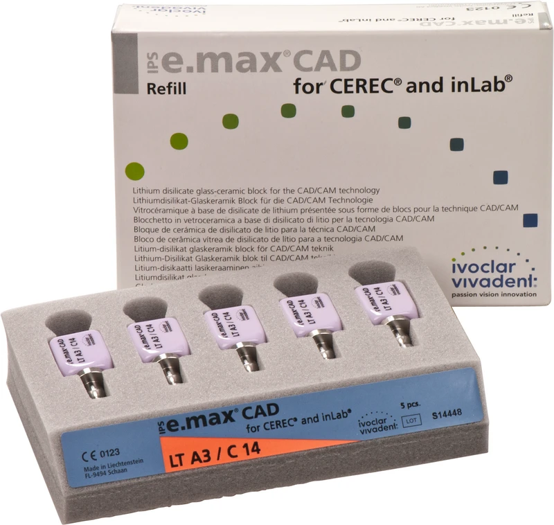 IPS e.max CAD for CEREC\inLab  Packung  5 Stück Gr. C14, A3 LT