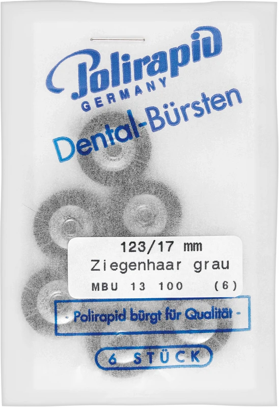 Miniaturbürsten Ziegenhaar  Packung  6 Stück unmontiert, grau sehr weich, Ziegenhaar, Ø 17 mm