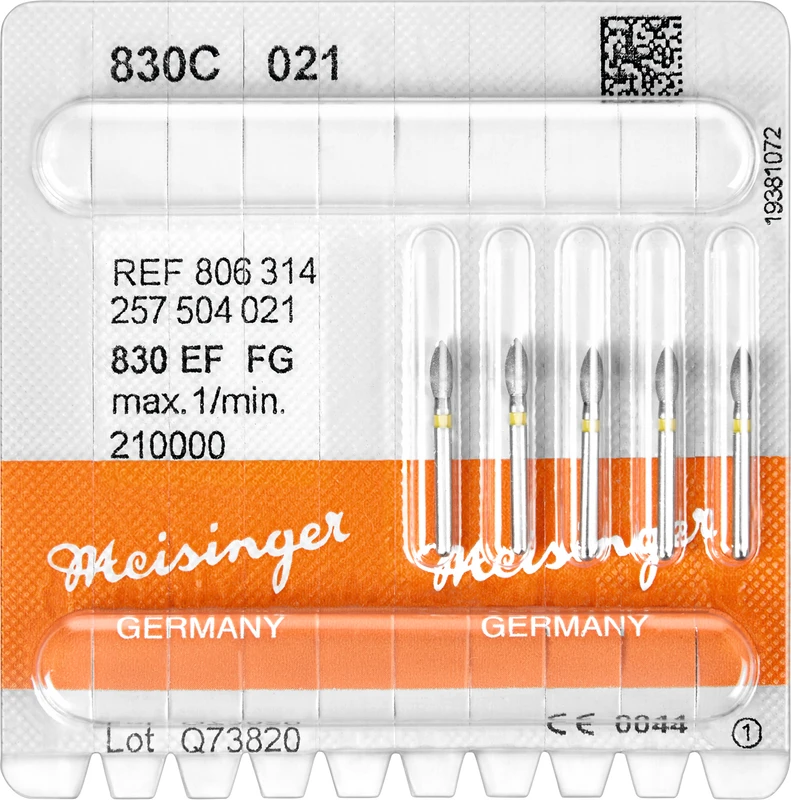 Diamanten 830  Packung  5 Stück gelb extra fein, FG, Figur 257 Birne, 5 mm, ISO 021