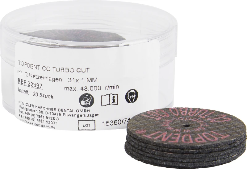 TOPDENT CC-Turbo-Cut  Packung  20 Stück glasfaserverstärkt, Ø 31 mm x 1 mm