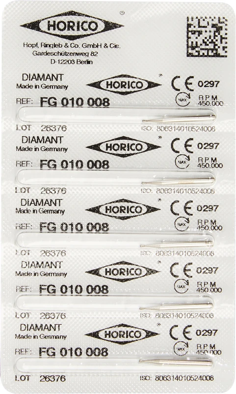 Diamantschleifer 010  Packung  5 Stück FG, Figur 010, 1 mm, ISO 008