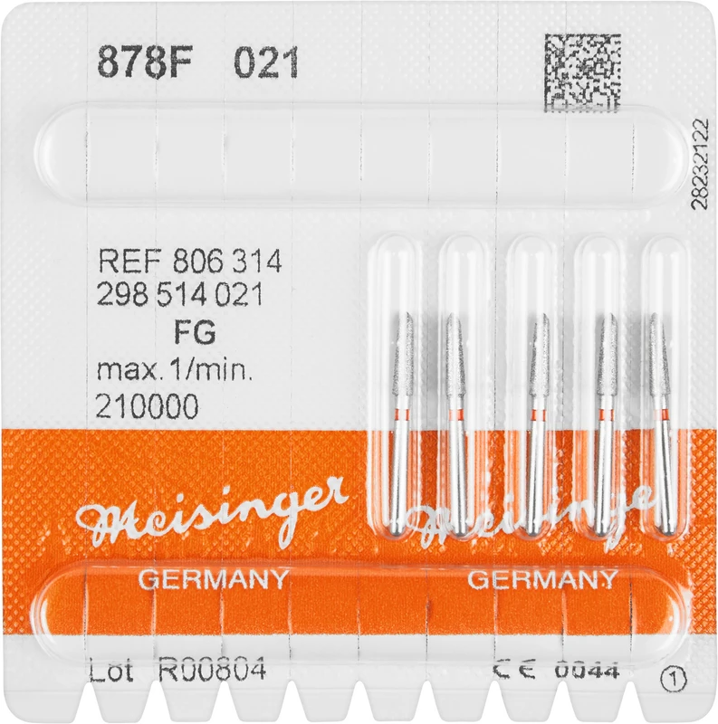 Diamanten 878  Packung  5 Stück rot fein, FG, Figur 298 Torpedo, 8 mm, ISO 021