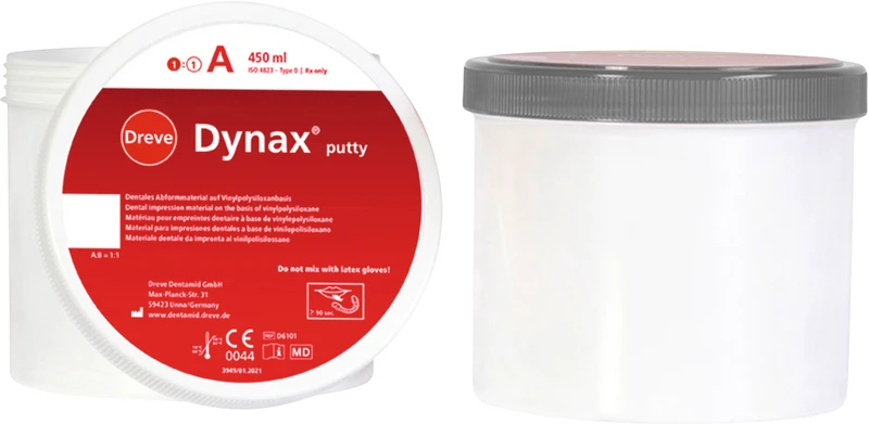 Dynax® putty  Packung  2 x 450 ml Dose 60 Shore A sonnengelb, 2 Dosierlöffel