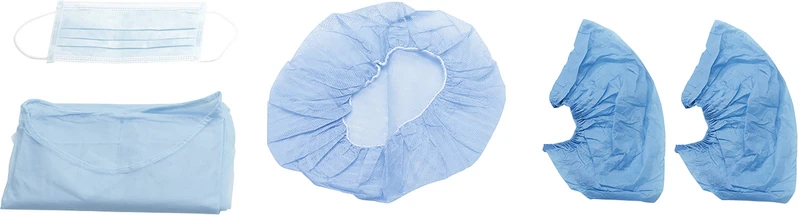 OP-Set Assistenz steril  Set  1 OP-Kittel, 1 Haube, 1 Mundschutz, 1 Paar Kunststoff-Überschuhe