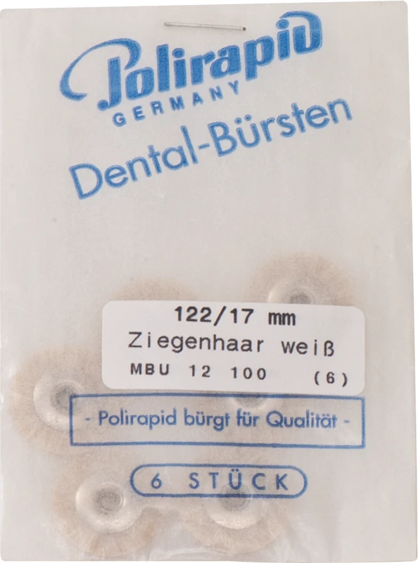 Miniaturbürsten Ziegenhaar  Packung  6 Stück unmontiert, weiß sehr weich, Ziegenhaar, Ø 17 mm