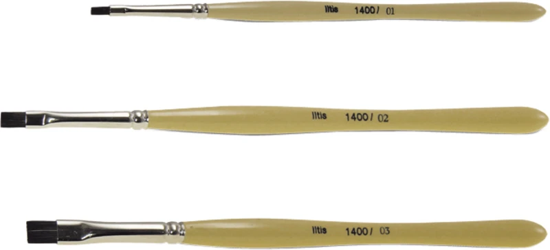 TOPDENT CeraBrush Keramik-Schichtpinsel  Set 1400  3 Stück (Nr. 1, Nr. 2, Nr. 3) flach, Spatelförmig, Iltishaar