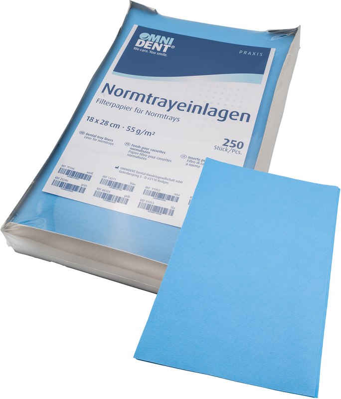Normtrayeinlagen  Packung  250 Stück 28 x 18 cm, blau