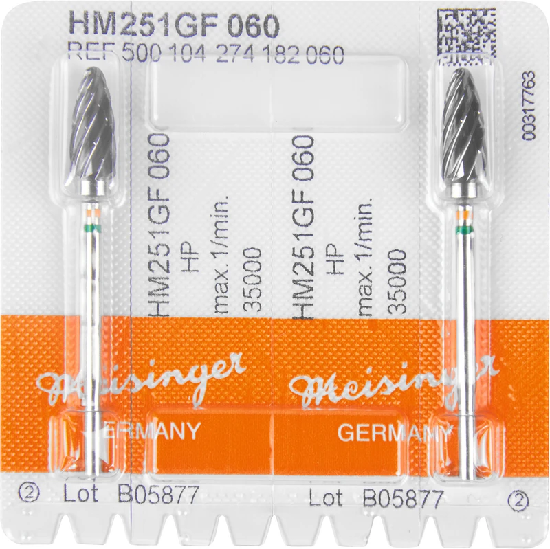 HM-Fräser GF  Packung  2 St. Facettenverz. Querhieb, orange\grün grob, HP, Figur 274, 14,5 mm, ISO 060
