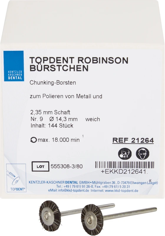 Polierbürsten Robinson  Packung  144 Stück HP, Nr. 9 weich, 14 mm