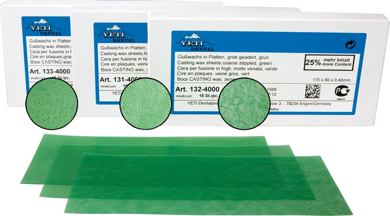 Strukturiertes Gusswachs  Packung  15 Stück fein geadert, 0,35 mm