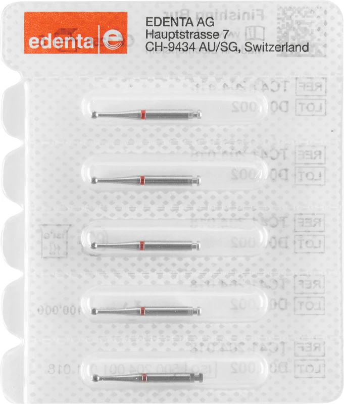 HM-Finierer TC41  Packung  5 Stück rot, 18 Schneiden, RA, Figur 001 Kugel, 1,6 mm, ISO 018