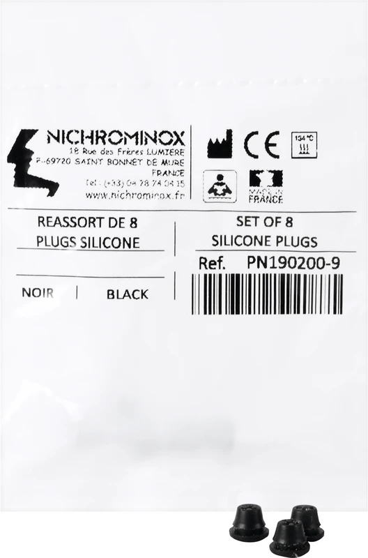 Silikon-Einsätze  Packung  8 Stück schwarz, Außen: 7,5 mm, Innen: 1 mm