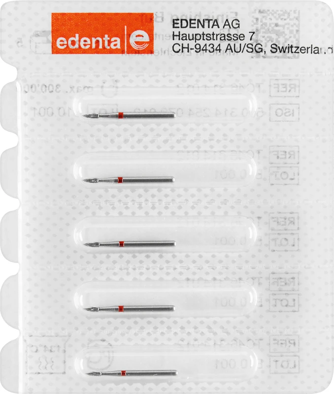 HM-Finierer TC46  Packung  5 Stück rot, 12 Schneiden, RA, Figur 254 Flamme, Kopflänge: 3,5 mm, ISO 012