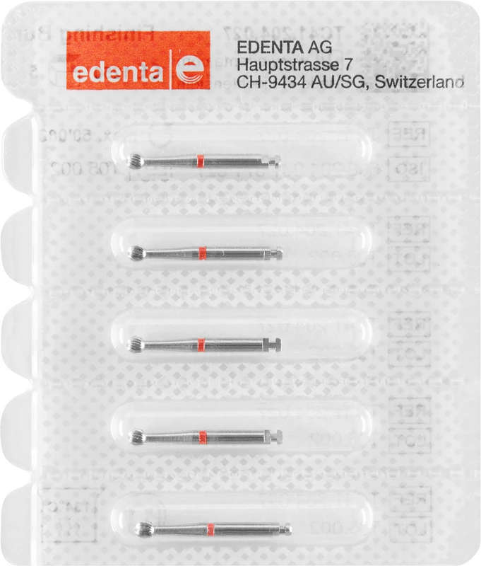 HM-Finierer TC41  Packung  5 Stück rot, 20 Schneiden, RA, Figur 001 Kugel, 2,45 mm, ISO 027