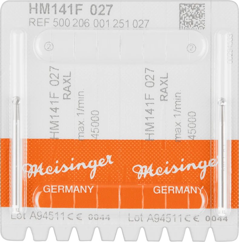 Chirurgie Fräser HM 141  Packung  2 Stück rot fein, RA XL, Figur 001, ISO 027