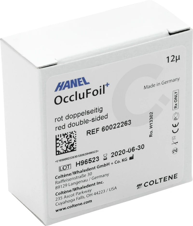 HANEL OccluFoil+, doppelseitig 12µ  Rolle  25 m rot, 22 mm breit, PET