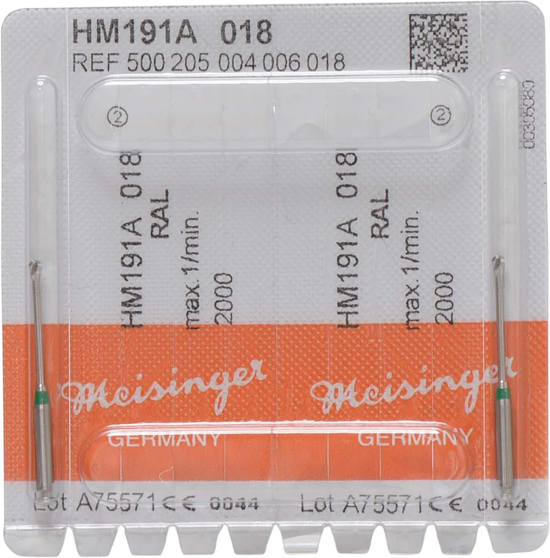 Endo Access Bur 191A  Packung  2 Stück grün, RAL, Figur 004, Kopf: 16 mm, Total: 31 mm, ISO 018