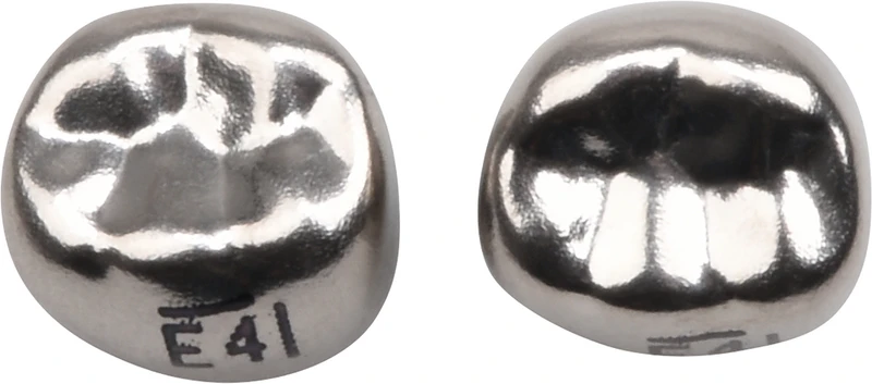 PEDO CROWNS   Nachfüllpackung  5 Stück Edelstahl, Gr. 4 , UK, rechts, 2. Milchzahn