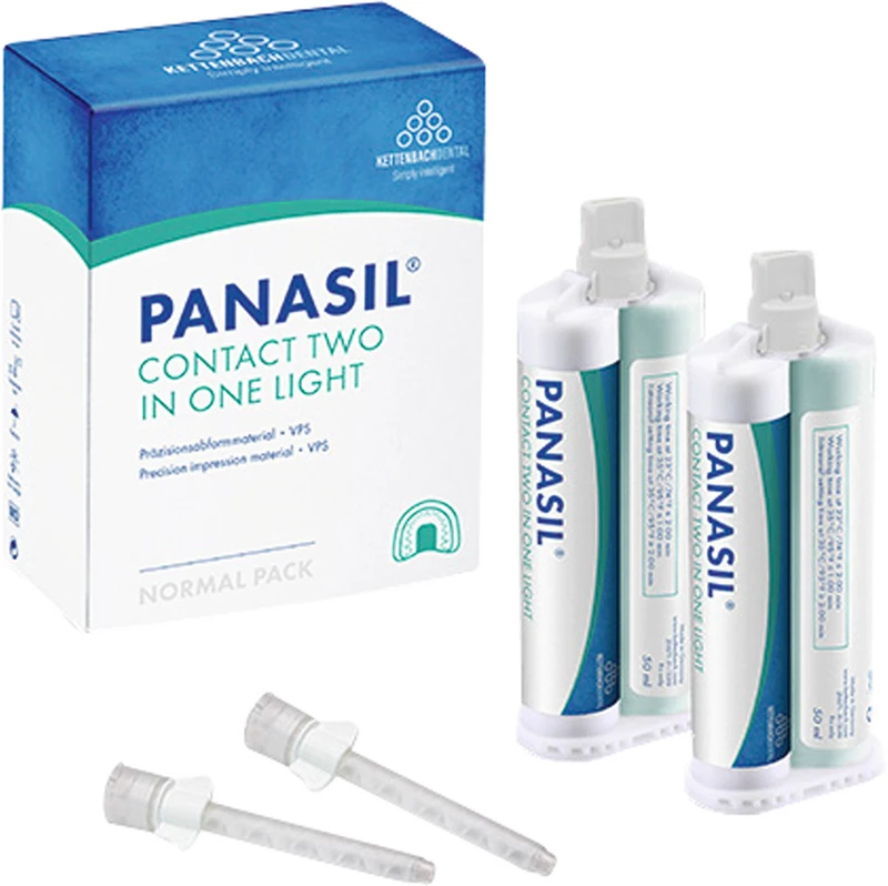 Panasil® contact two in one Light  Normalpackung  2 x 50 ml Doppelkartusche, 6 Mischkanülen