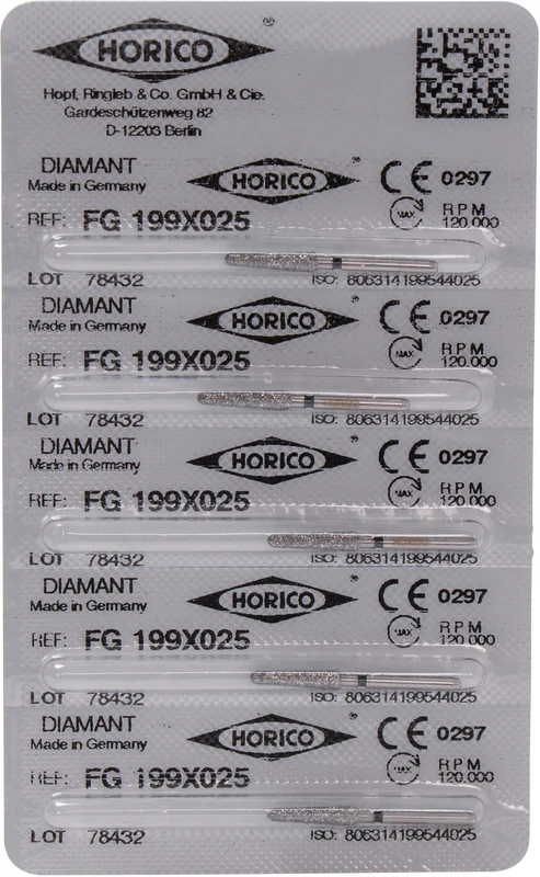 Diamantschleifer 199  Packung  5 Stück schwarz x-grob, FG, Figur 199, 10 mm, ISO 025