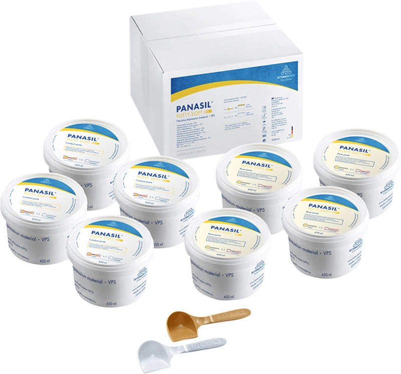 Panasil® Putty  Economypackung  4 x 450 ml Basispaste, 4 x 450 ml Katalysatorpaste, Putty Soft