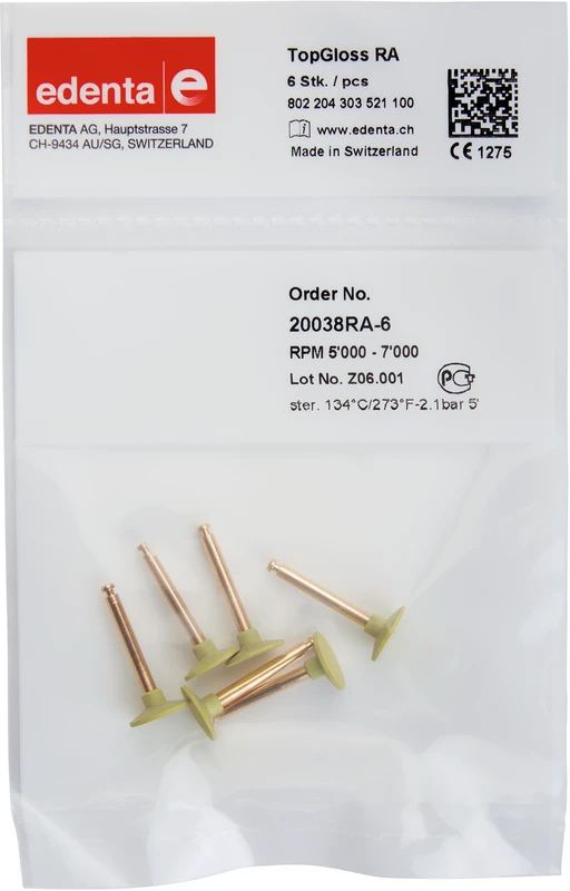 TopGloss  Packung  6 Stück gelb, RA, Figur 303, 1 mm, ISO 100