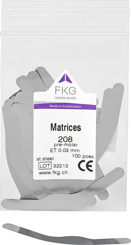 FKG Matrizen  Packung  100 Stück 208, ET 0,03 mm, Prämolar