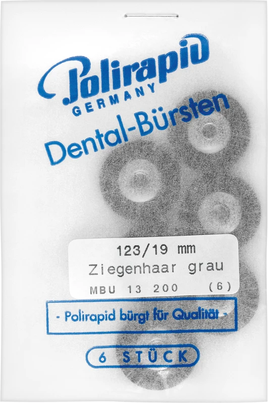 Miniaturbürsten Ziegenhaar  Packung  6 Stück unmontiert, grau sehr weich, Ziegenhaar, Ø 19 mm