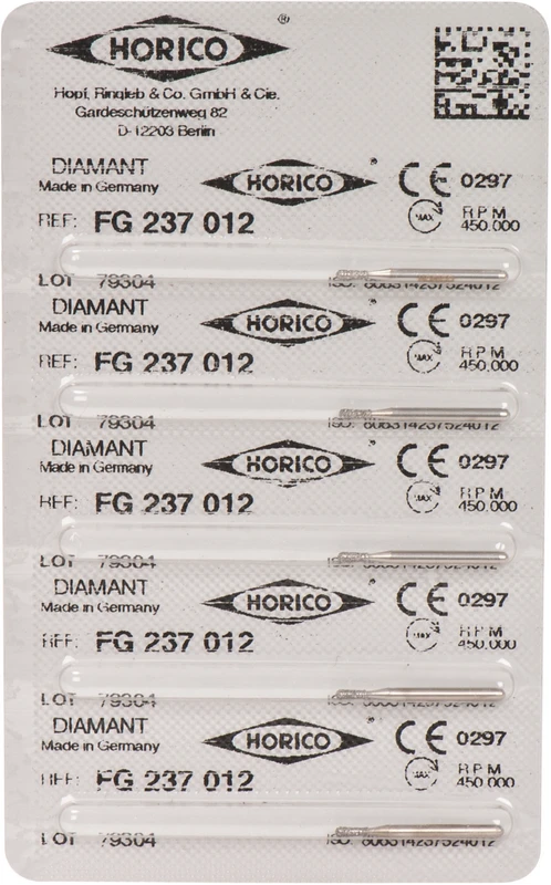 Diamantschleifer 237  Packung  5 Stück FG, Figur 237, 3 mm, ISO 012