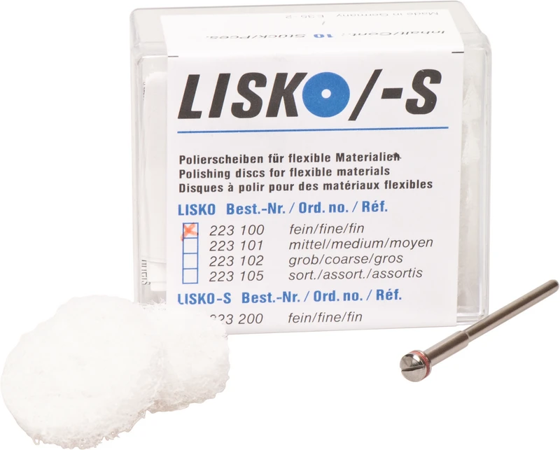 LISKO Polierer  Packung  10 Stück unmontiert, weiß fein, 4 Stützscheiben, 1 Mandrell