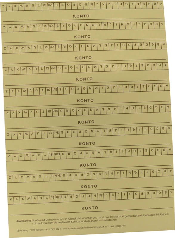 Alphabetleisten DIN A5  Packung  10 Stück grün