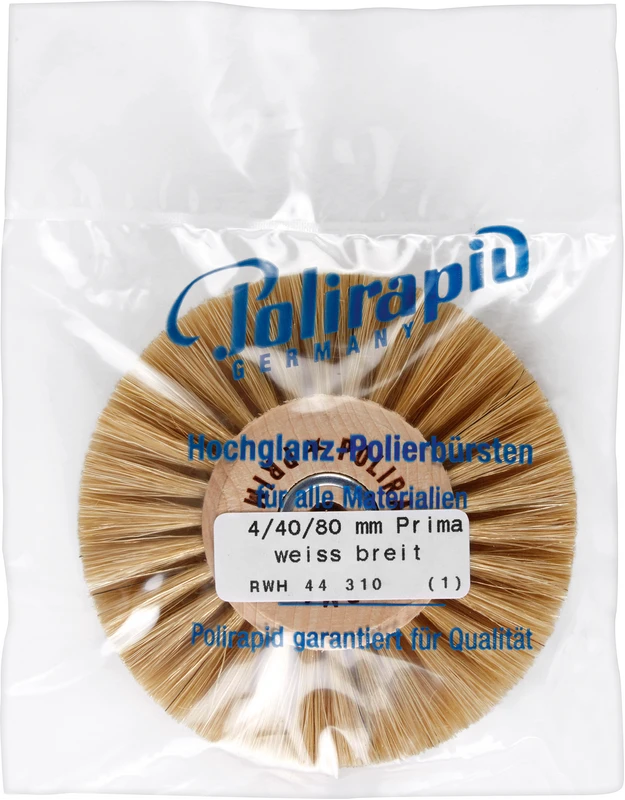 Prima Rundbürsten  Stück  mit HK, 4-reihig, Chungking weiß breit, Kern: Ø 40 mm, Außen: Ø 80 mm