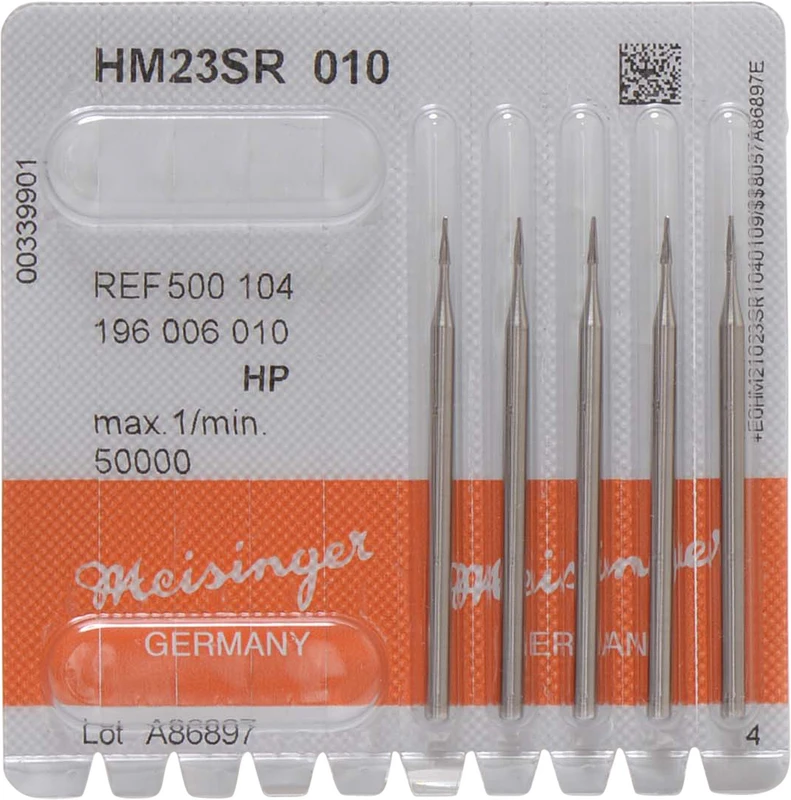 HM Fissurenbohrer 23  Packung  5 Stück HP, Figur 196 konisch spitz, 4,2 mm, ISO 010