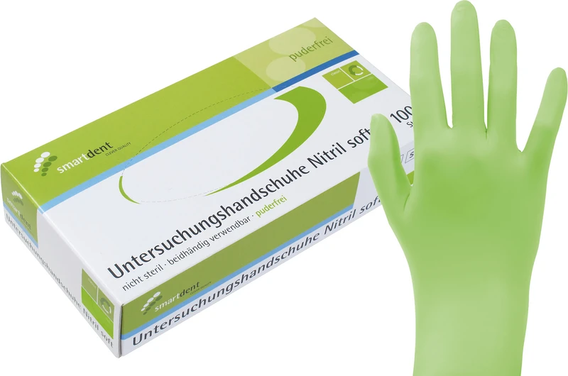 smart Nitrilhandschuhe Soft PF  Packung  100 Stück puderfrei, grün, S