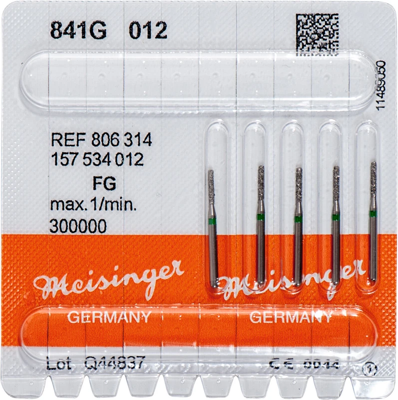 Diamanten 841  Packung  5 Stück grün grob, FG, Figur 157 Zylinder abgerundet, 6 mm, ISO 012