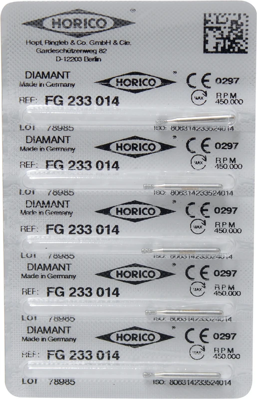 Diamantschleifer 233  Packung  5 Stück FG, Figur 233, 2,6 mm, ISO 014